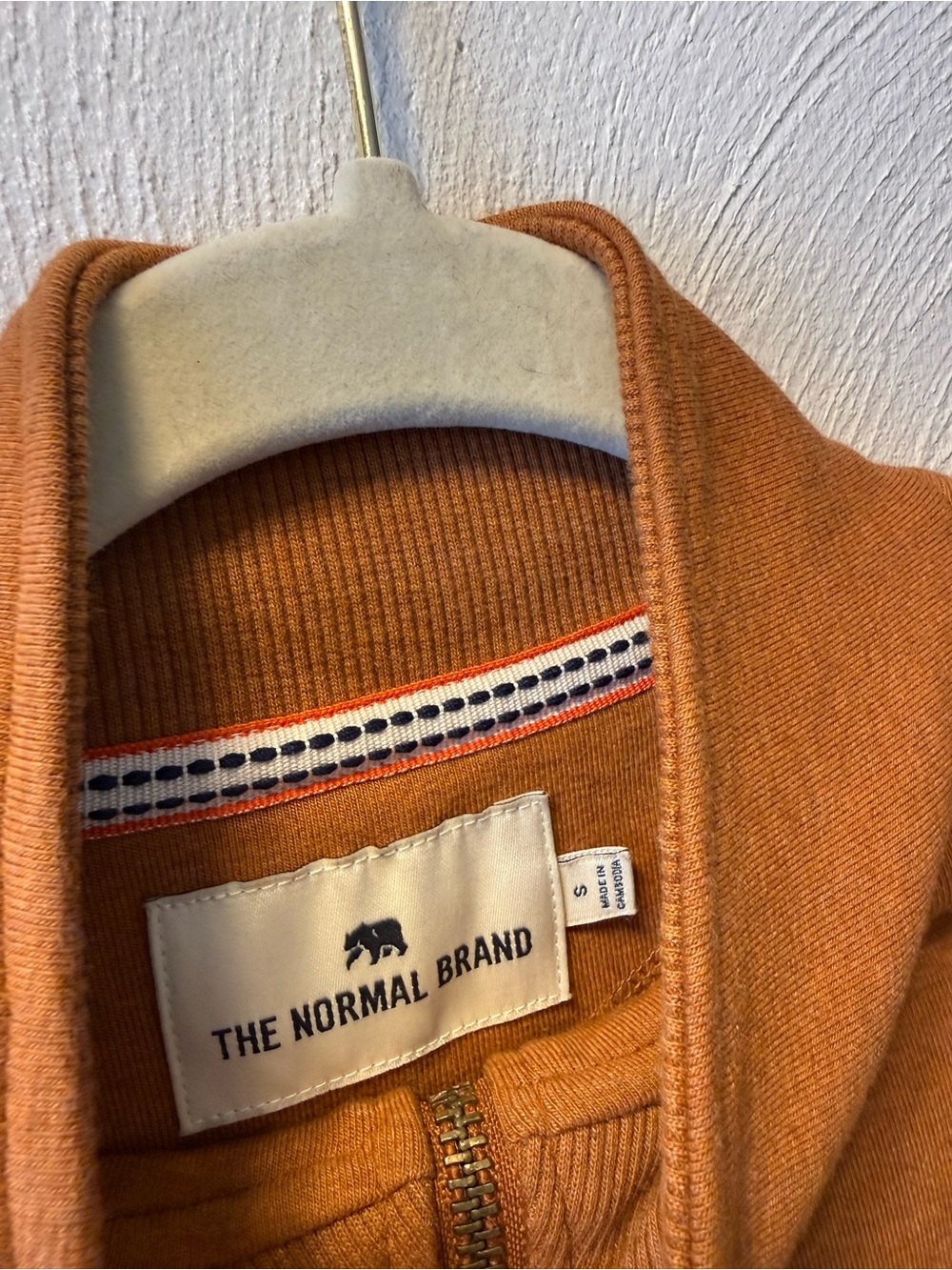 The Normal Brand Ochre Rust Brown Cropped Quarter Zip Sweatshirt Oversized S - Picture 5 of 6